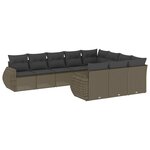vidaXL Salon de jardin avec coussins 10 Pièces gris clair résine tressée