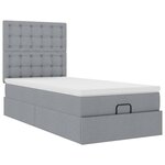 vidaXL Cadre de lit ottoman et matelas gris clair 100x200 cm tissu