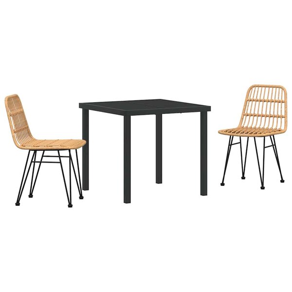 vidaXL Ensemble de salle à manger pour jardin 3 Pièces Marron Poly rotin