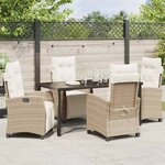 vidaXL Ensemble de salle à manger pour jardin 5 Pièces Beige polyrotin