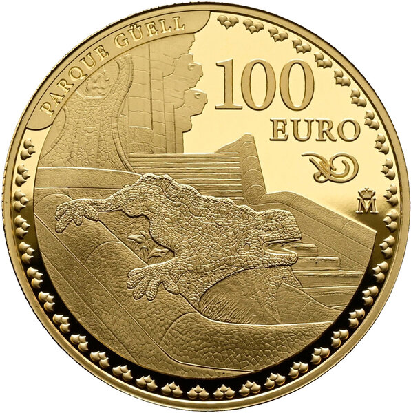 Pièce de monnaie en Or 100 Euro g 6.75 Millésime 2026 Antoni Gaudi PARK GUELL (PRÉCOMMANDE)
