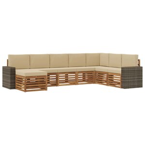 vidaXL Ensemble de canapés d'extérieur 8 Pièces Naturel et Beige