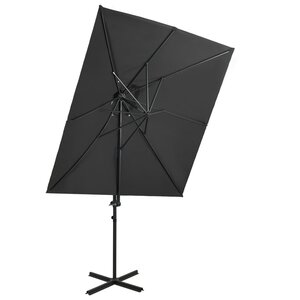 vidaXL Parasol de jardin en porte-à-faux à double toit anthracite