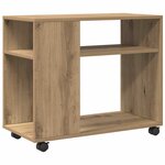 vidaXL Table d'appoint avec roues chêne artisanal bois d'ingénierie
