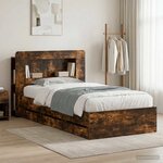 vidaXL Cadre de lit avec rangement Chêne fumé 80 x 200 cm