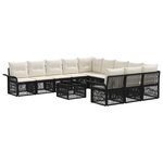 vidaXL Ensemble de canapé de jardin 12 pc Noir polyrotin