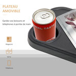 Chaise longue pliable zéro gravité dossier réglable tablette tétière métal époxy polyester coton gris noir