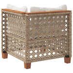 vidaXL Canapé d'angle de jardin avec coussins beige résine tressée