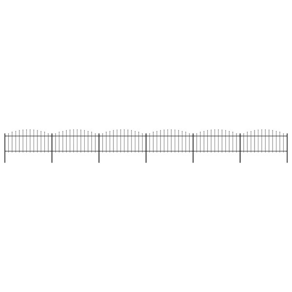 vidaXL Clôture de jardin à dessus en lance Acier (0 5-0 75)x10 2m Noir