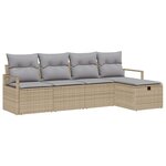 vidaXL Ensemble de canapé de jardin 5 Pièces Beige Poly rotin