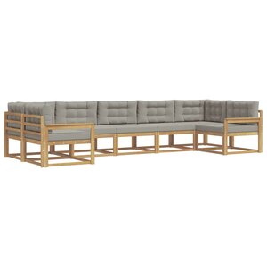 vidaXL Ensemble de canapés d'extérieur 7 Pièces Blanc et gris clair