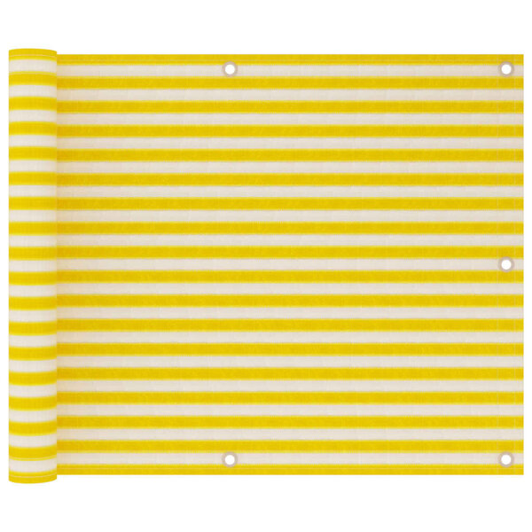 vidaXL Écran de balcon Jaune et blanc 75x300 cm PEHD