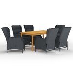 vidaXL Ensemble à manger de jardin 7 Pièces Gris foncé