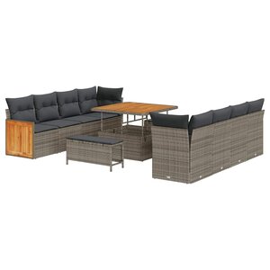 vidaXL Ensemble de canapé de jardin Gris 231 x 224 x 85 cm polyrotin