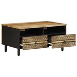 vidaXL Table basse noir 80x54x40 cm bois massif de manguier brut