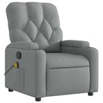 vidaXL Fauteuil de massage inclinable Gris clair Tissu