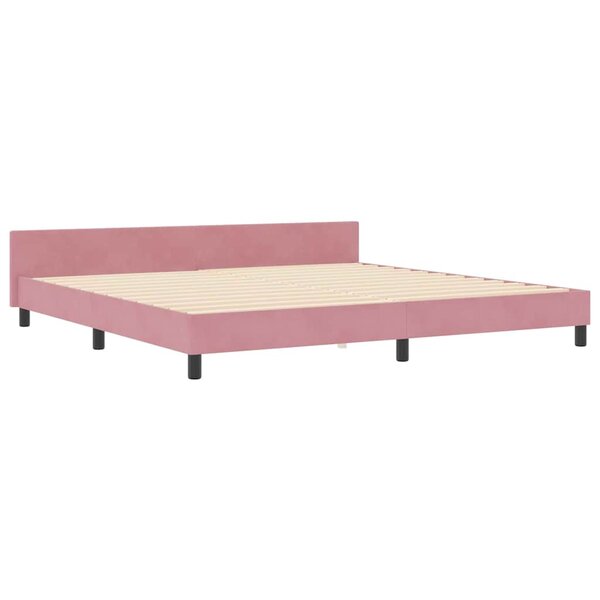 vidaXL Cadre de lit avec tête de lit Rose 200 x 200 cm Velours