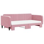 vidaXL Lit de jour avec lit gigogne et matelas rose 100x200 cm velours