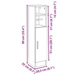 vidaXL Meuble de salle de bain avec porte-rouleau blanc 20 5x22x90 cm