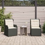 vidaXL Banc de jardin avec coussin 2 Pièces Noir Poly rotin