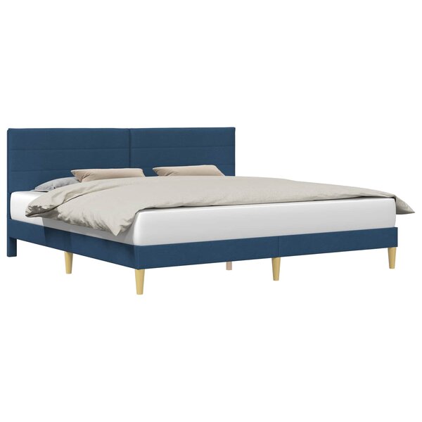 vidaXL Cadre de lit avec tête de lit Bleu 180 x 200 cm Tissu