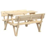 vidaXL Table de pique-nique pour 4 enfants avec parasol bois de sapin