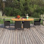 vidaXL Ensemble à manger de jardin 7 Pièces Résine tressée Noir