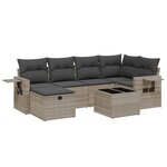 vidaXL Salon de jardin avec coussins 7 Pièces gris clair résine tressée