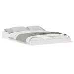 vidaXL Cadre de lit Blanc 135 x 190 cm Bois massif en pin
