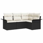 vidaXL Ensemble de canapé de jardin avec coussin 4 Pièces Noir polyrotin