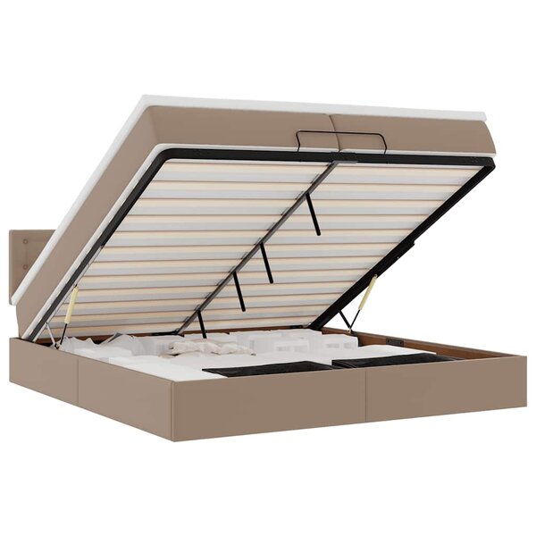 VidaXL Cadre de lit ottoman et matelas cappuccino 200x200cm similicuir