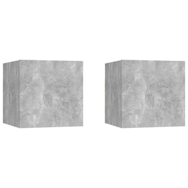 vidaXL Tables de chevet 2Pièces Gris béton 30 5x30x30cm Bois d'ingénierie