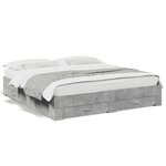 vidaXL Cadre de lit avec tiroirs sans matelas gris béton 200x200 cm