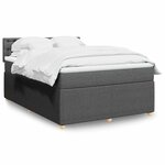 vidaXL Sommier à lattes de lit avec matelas Gris foncé 140x190cm Tissu