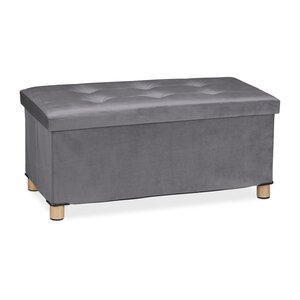 Banquette de rangement moderne pliable pour salon couloir 34 x 76 x 38 cm en velours gris 13_0010923