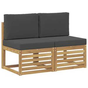 vidaXL 2 Pièce Sofa de milieu extérieur Bois d'Acacia Massif Blanc
