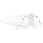 vidaXL Serre avec cadre en acier blanc 28 m² 14x2x2 m