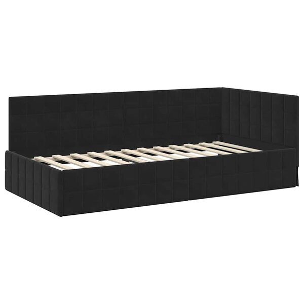 vidaXL Cadre de lit d'angle avec tête de lit Noir 100 x 200 cm Velours