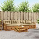 vidaXL Ensemble de canapés d'extérieur 5 Pièces Naturel et Beige