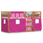 vidaXL Lit superposé avec rideaux rose 90x200 cm bois pin massif