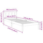 vidaXL Cadre de lit extra long sans matelas 100x210 cm bois massif pin
