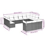vidaXL Salon de jardin avec coussins 13 Pièces gris clair résine tressée
