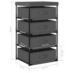 vidaXL Étagère de rangement avec 4 paniers en tissu Acier Gris