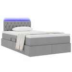 vidaXL Lit avec rangement et LED Gris clair 120 x 200 cm tissu
