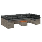 vidaXL Ensemble de canapé de jardin de 11 pièces avec coussins gris en poly rattan acacia