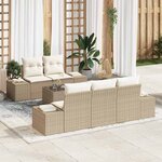 vidaXL Ensemble de canapé de jardin 6 Pièces Beige Poly rotin