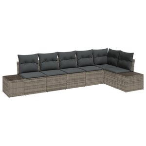 vidaXL Ensemble de canapé de jardin 6 pièces avec coussins Gris Poly Rattan