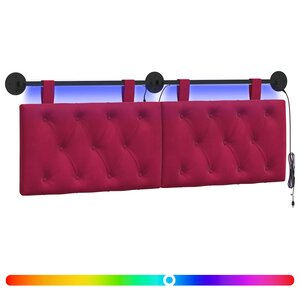 vidaXL Tête de lit suspendue Avec lumière LED Bordeaux Velours