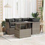 vidaXL Salon de jardin 5 Pièces avec coussins gris résine tressée