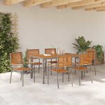 vidaXL Ensemble de salle à manger pour jardin 7 Pièces Gris et marron